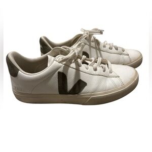 Veja White Sneakers with Khaki Detailing